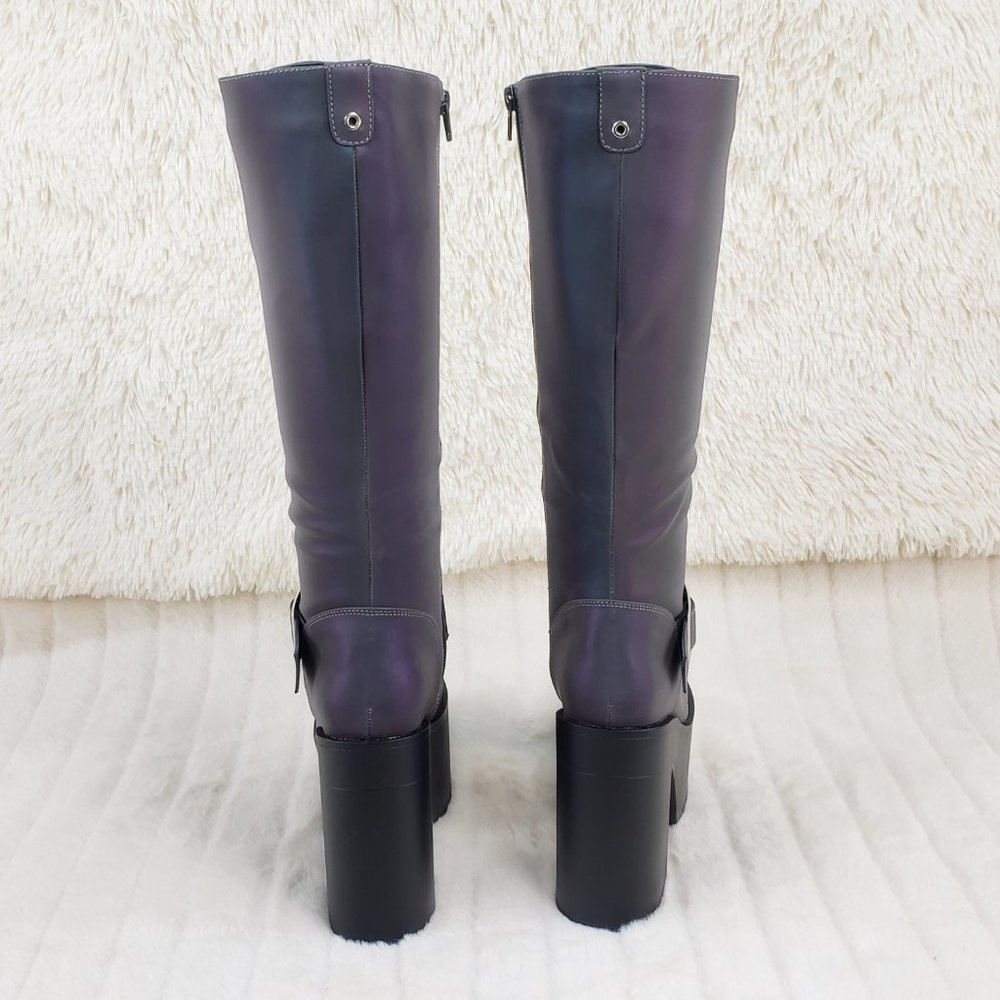 Reflective Lace Up Platform Knee Boots Cyber Punk Festival_7